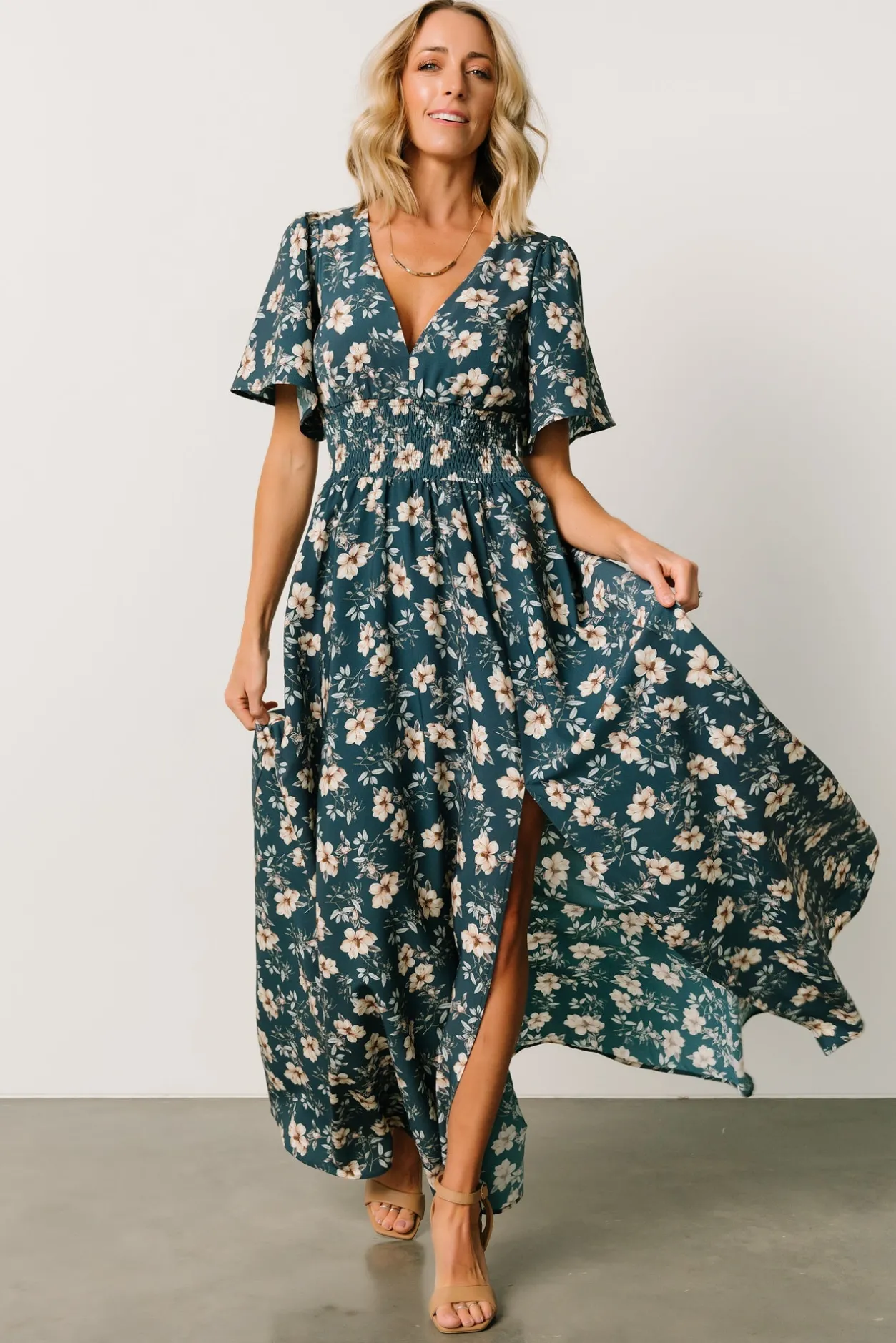 Outlet Baltic Born Verona Smocked Maxi Dress | Slate Floral SlateFloral