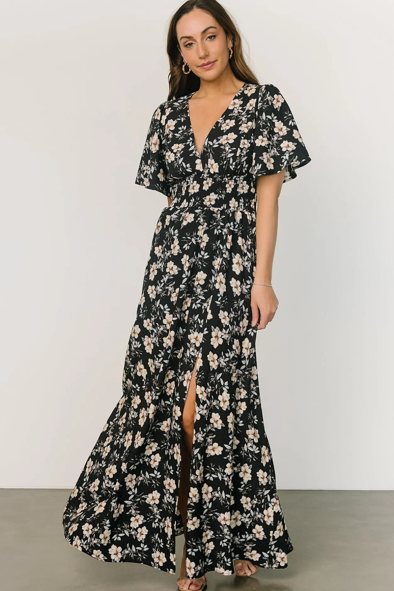 Fashion Baltic Born Verona Smocked Maxi Dress | Black Floral BlackFloral