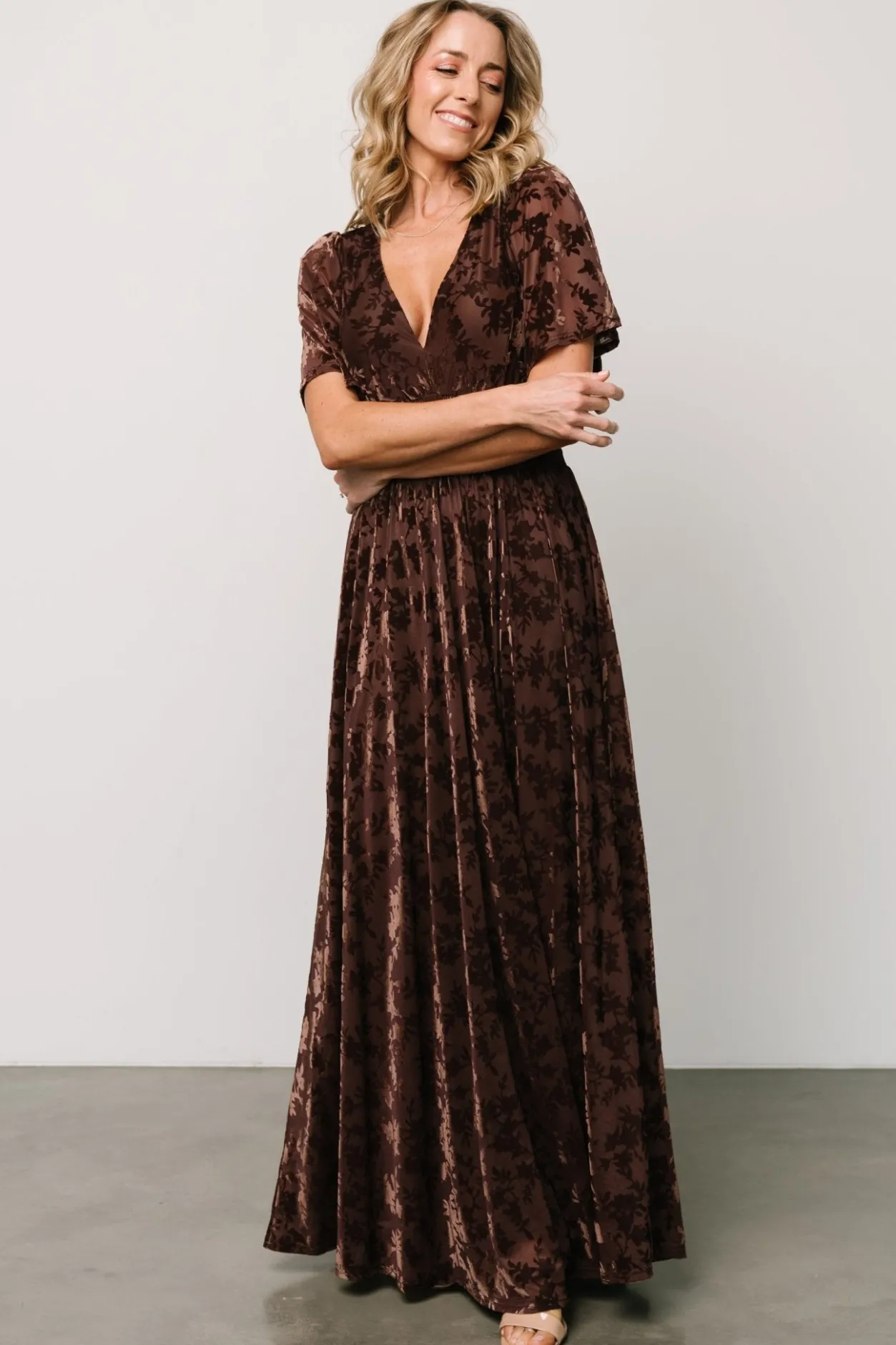 Sale Baltic Born Veronica Velvet Maxi Dress | Espresso