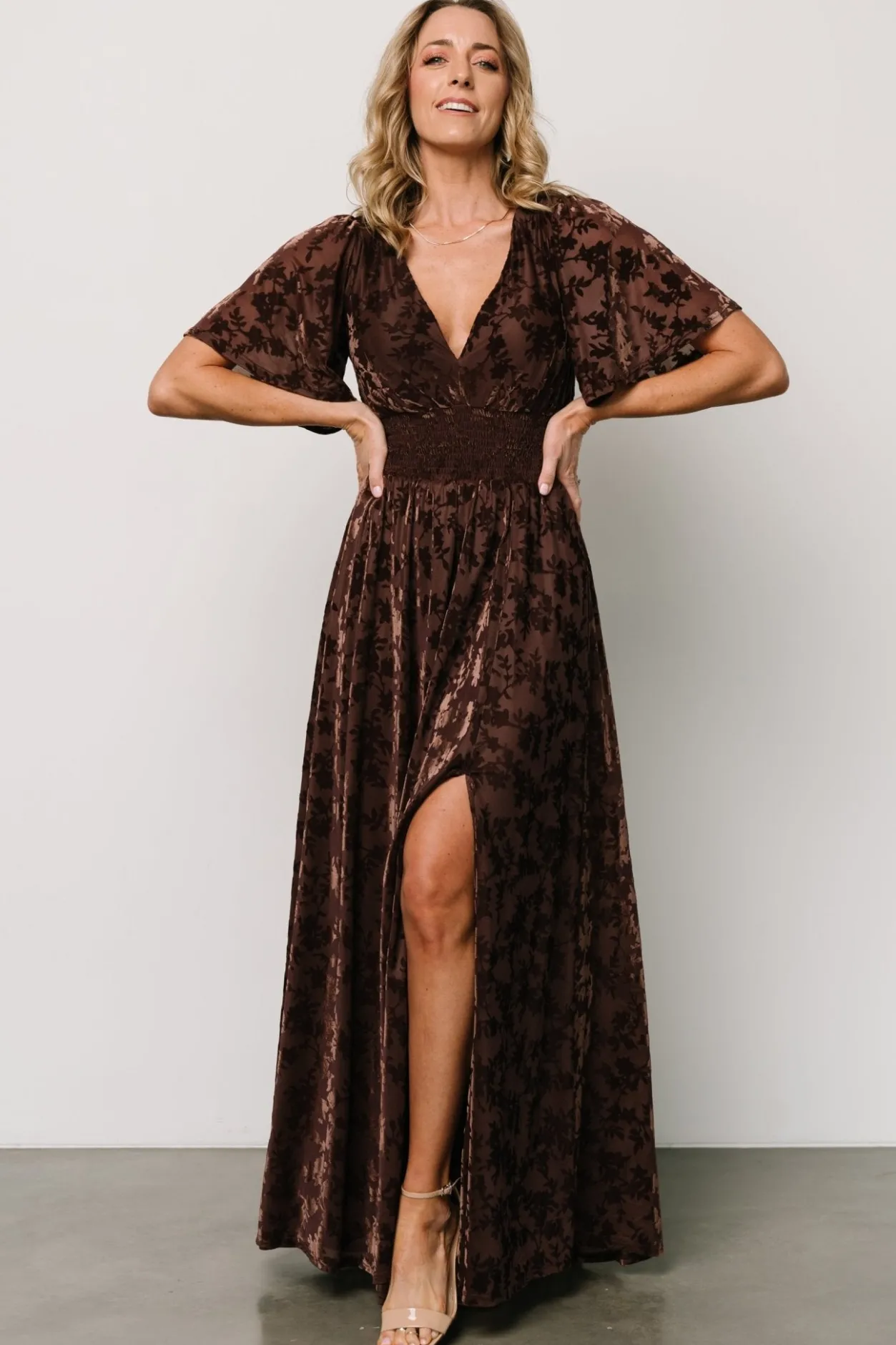 Sale Baltic Born Veronica Velvet Maxi Dress | Espresso