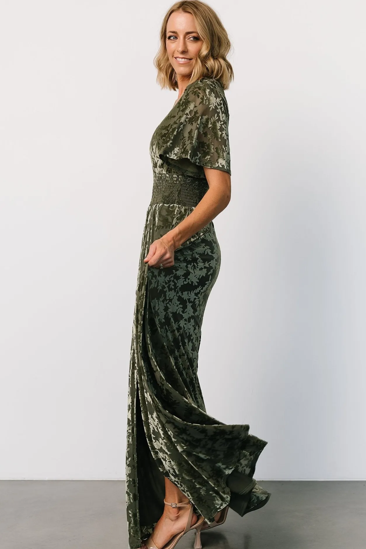 Discount Baltic Born Veronica Velvet Maxi Dress | Dark Sage DarkSage