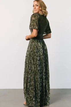 Discount Baltic Born Veronica Velvet Maxi Dress | Dark Sage DarkSage