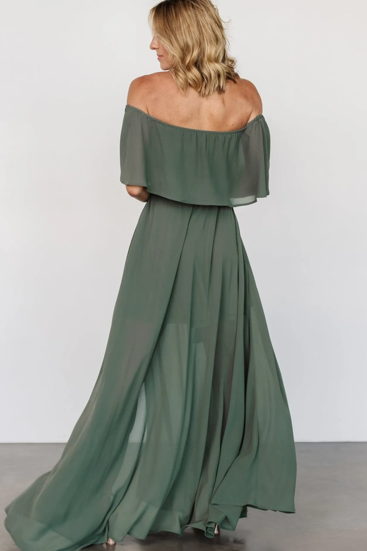 Outlet Baltic Born Victoria Off Shoulder Maxi Dress | Dark Sage DarkSage