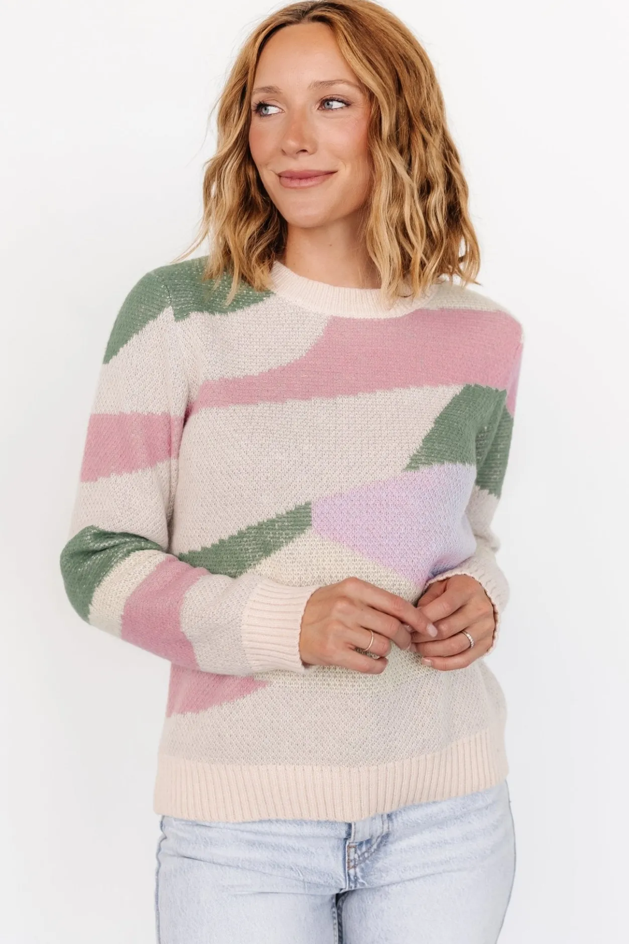 Fashion Baltic Born Violet Geo Sweater | Lilac + Green Lilac+Green