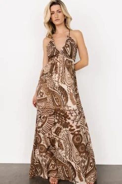 Hot Baltic Born Wallace Open Back Dress | Mocha Print MochaPrint