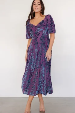Sale Baltic Born Westbrook Velvet Dress | Plum + Blue Floral Plum+BlueFloral