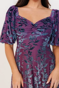 Sale Baltic Born Westbrook Velvet Dress | Plum + Blue Floral Plum+BlueFloral