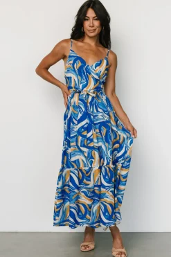 Outlet Baltic Born Yara Wrap Dress | Blue + Gold Multi Blue+GoldMulti