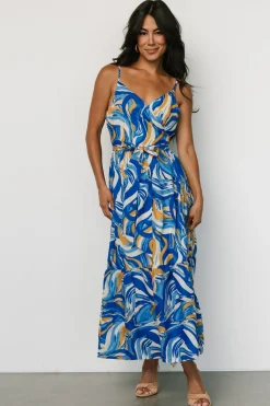 Outlet Baltic Born Yara Wrap Dress | Blue + Gold Multi Blue+GoldMulti