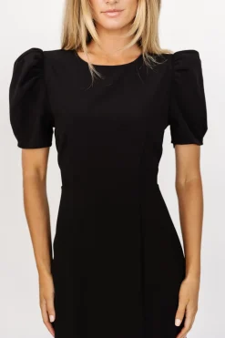 Outlet Baltic Born Younge Puff Sleeve Midi Dress | Black