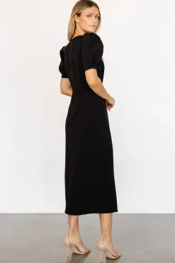 Outlet Baltic Born Younge Puff Sleeve Midi Dress | Black