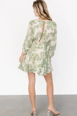 New Baltic Born Yves Short Dress | Green print Greenprint