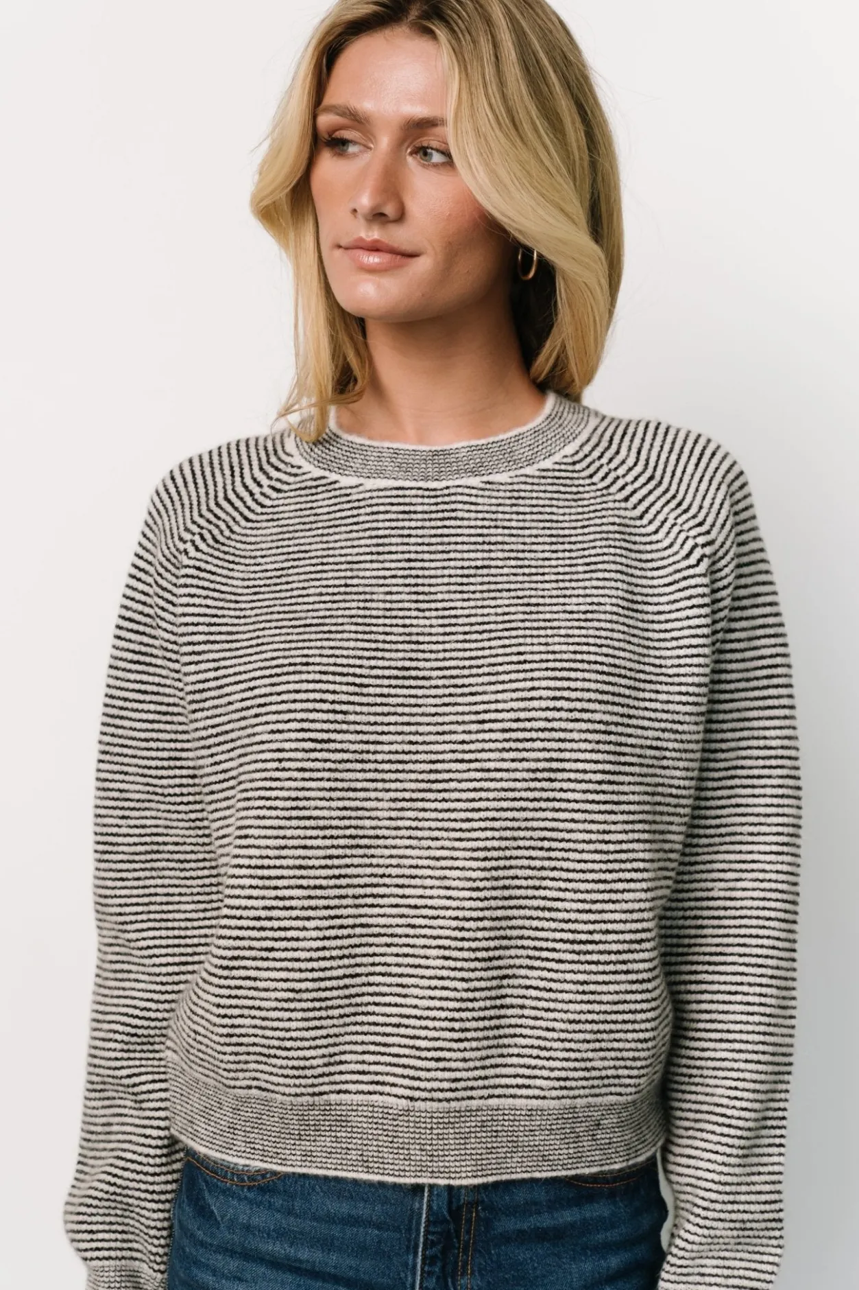Discount Baltic Born Zadie Striped Sweater | Ivory + Black Ivory+Black